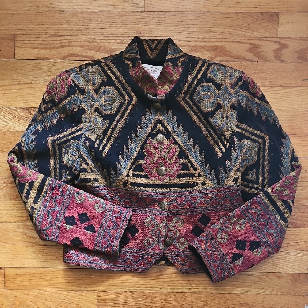 Vintage Wraps Collection Women's Multicolor Patterned Blazer